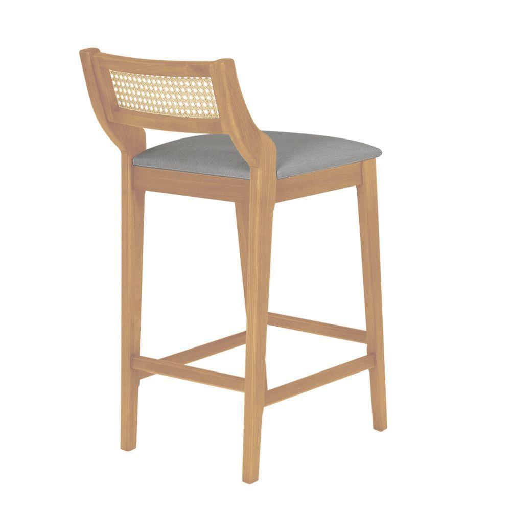 Conjunto 4 Banquetas Lagum Conforto Estofada Jequitibá Terra Linho Bege Palha Sextavada - 5