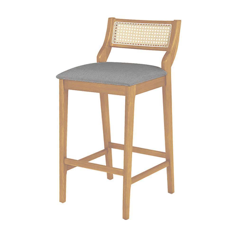 Conjunto 3 Banquetas Lagum Jequitibá Terra Assento Linho Bege Premium Palha Sextavada - 6