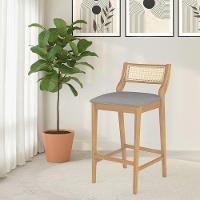 Conjunto 3 Banquetas Lagum Jequitibá Terra Assento Linho Bege Premium Palha Sextavada - 2