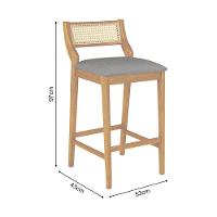 Conjunto 3 Banquetas Lagum Jequitibá Terra Assento Linho Bege Premium Palha Sextavada