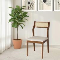 Conjunto 4 Cadeiras De Jantar Lagum Conforto Estofada Jequitibá Terra Linho Bege Palha Sextavada - 2