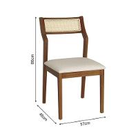 Conjunto 4 Cadeiras De Jantar Lagum Conforto Estofada Jequitibá Terra Linho Bege Palha Sextavada