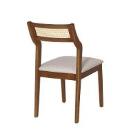 Conjunto 4 Cadeiras De Jantar Lagum Conforto Estofada Jequitibá Terra Linho Bege Palha Sextavada - 5