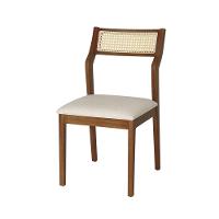 Conjunto 4 Cadeiras De Jantar Lagum Conforto Estofada Jequitibá Terra Linho Bege Palha Sextavada - 6