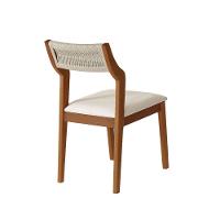 Conjunto 4 Cadeiras De Jantar Lagum Conforto Estofada Jequitibá Terra Linho Bege E Corda Náutica - 5