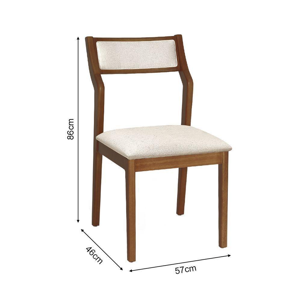 Conjunto 4 Cadeiras De Jantar Lagum Conforto Estofada Jequitibá Terra Linho Bege - 4