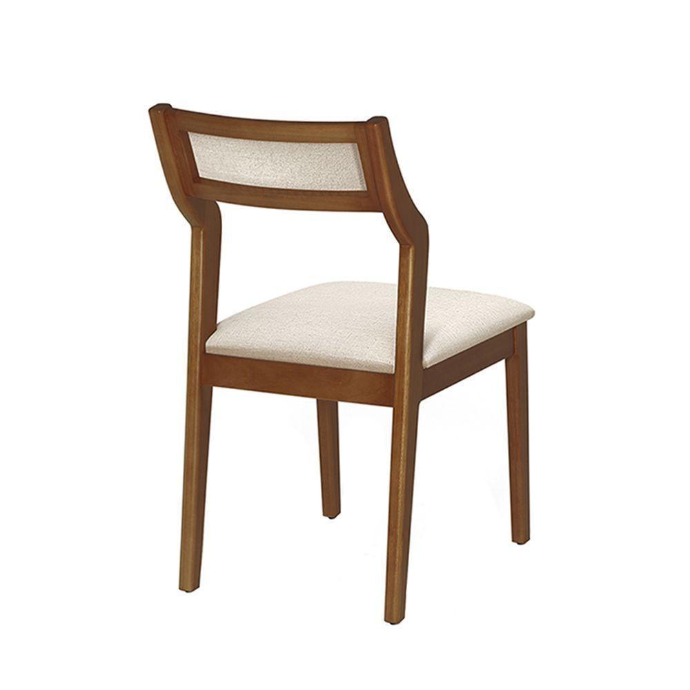 Conjunto 4 Cadeiras De Jantar Lagum Conforto Estofada Jequitibá Terra Linho Bege - 5
