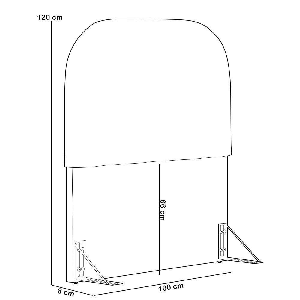 Cabeceira Cama Box 100cm Lanna Com Puff Recamier Doha W01 Bouclê Cinza - Lyam Decor - 7