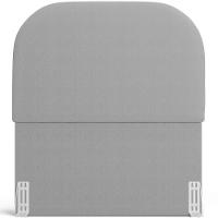 Cabeceira Cama Box 100cm Lanna Com Puff Recamier Doha W01 Bouclê Cinza - Lyam Decor - 3