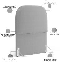 Cabeceira Cama Box 100cm Lanna Com Puff Recamier Doha W01 Bouclê Cinza - Lyam Decor - 5