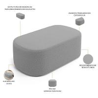 Cabeceira Cama Box 100cm Lanna Com Puff Recamier Doha W01 Bouclê Cinza - Lyam Decor - 6