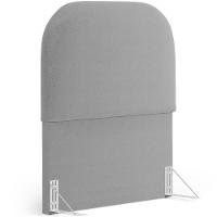 Cabeceira Cama Box 100cm Lanna Com Puff Recamier Doha W01 Bouclê Cinza - Lyam Decor - 9