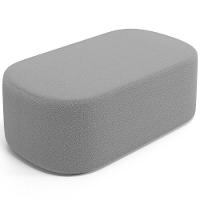 Cabeceira Cama Box 100cm Lanna Com Puff Recamier Doha W01 Bouclê Cinza - Lyam Decor - 10