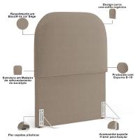 Cabeceira Cama Box 100cm Lanna Com Puff Recamier Doha W01 Bouclê Bege - Lyam Decor