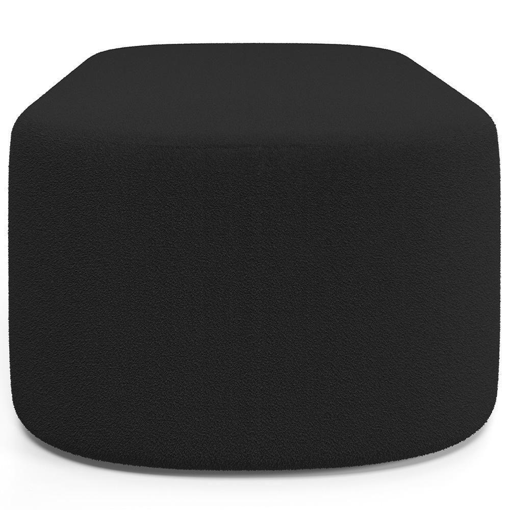 Cabeceira Cama Box 100cm Lanna Com Puff Recamier Doha W01 Bouclê Preto - Lyam Decor - 3