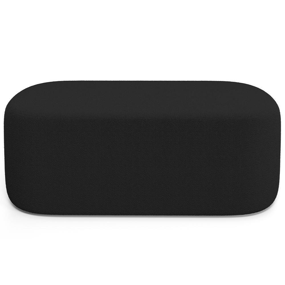 Cabeceira Cama Box 100cm Lanna Com Puff Recamier Doha W01 Bouclê Preto - Lyam Decor - 6