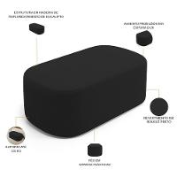 Cabeceira Cama Box 100cm Lanna Com Puff Recamier Doha W01 Bouclê Preto - Lyam Decor - 8