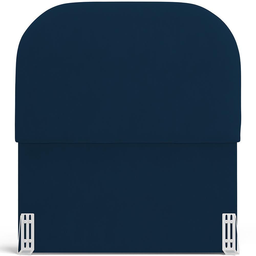 Cabeceira Cama Box 100cm Lanna Com Puff Recamier Doha W01 Suede Azul Marinho - Lyam Decor - 3