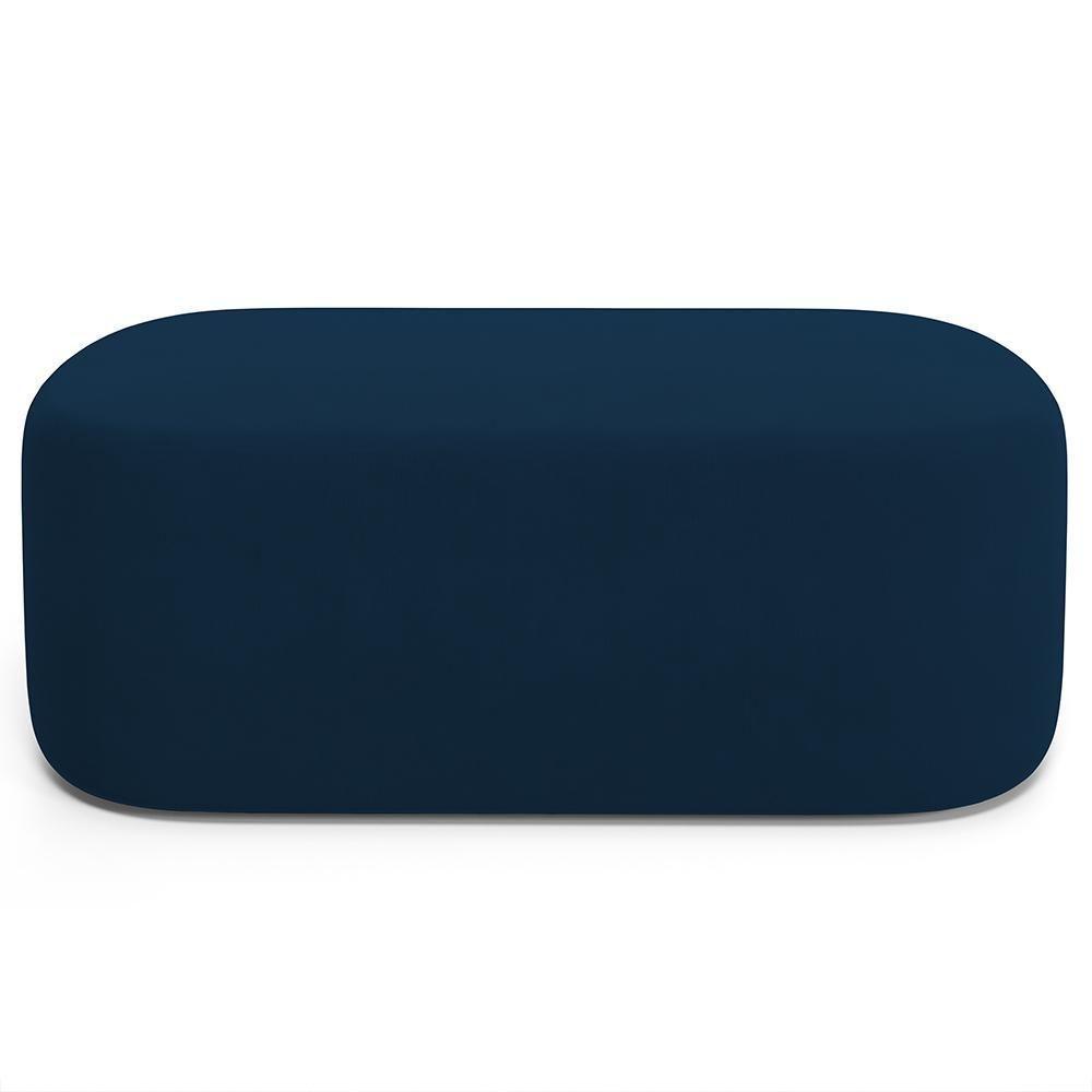 Cabeceira Cama Box 100cm Lanna Com Puff Recamier Doha W01 Suede Azul Marinho - Lyam Decor - 4
