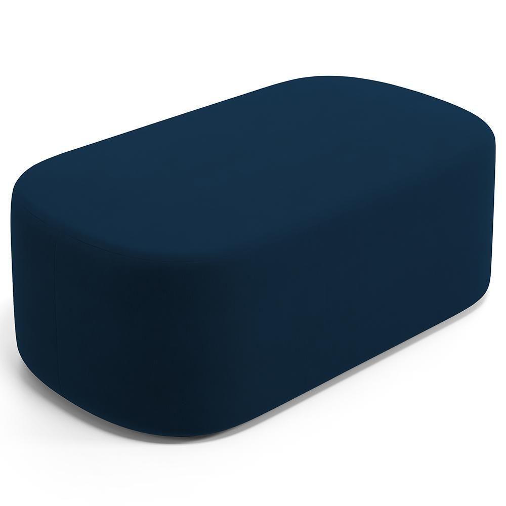 Cabeceira Cama Box 100cm Lanna Com Puff Recamier Doha W01 Suede Azul Marinho - Lyam Decor - 10