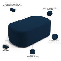 Cabeceira Cama Box 100cm Lanna Com Puff Recamier Doha W01 Suede Azul Marinho - Lyam Decor - 6