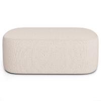 Cabeceira Cama Box 100cm Lanna Com Puff Recamier Doha W01 Linho Cru - Lyam Decor