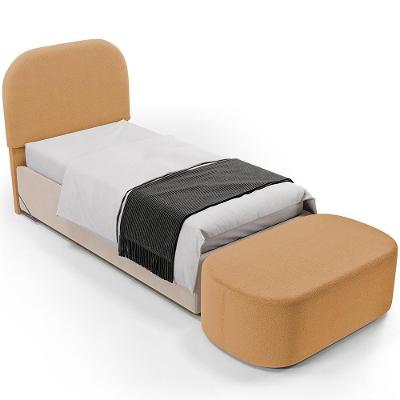 Cabeceira Lanna para Cama Box 100cm Estofada em Madeira Maciça com Revestimento Veludo Mostarda