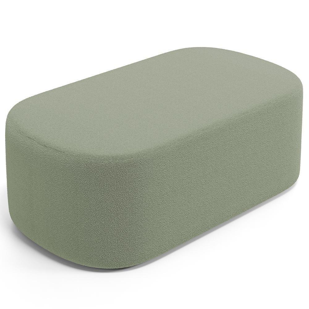 Cabeceira Cama Box 100cm Lanna Com Puff Recamier Doha W01 Bouclê Oliva - Lyam Decor - 10