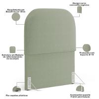 Cabeceira Cama Box 100cm Lanna Com Puff Recamier Doha W01 Bouclê Oliva - Lyam Decor - 5