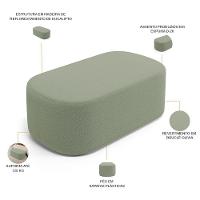 Cabeceira Cama Box 100cm Lanna Com Puff Recamier Doha W01 Bouclê Oliva - Lyam Decor - 6