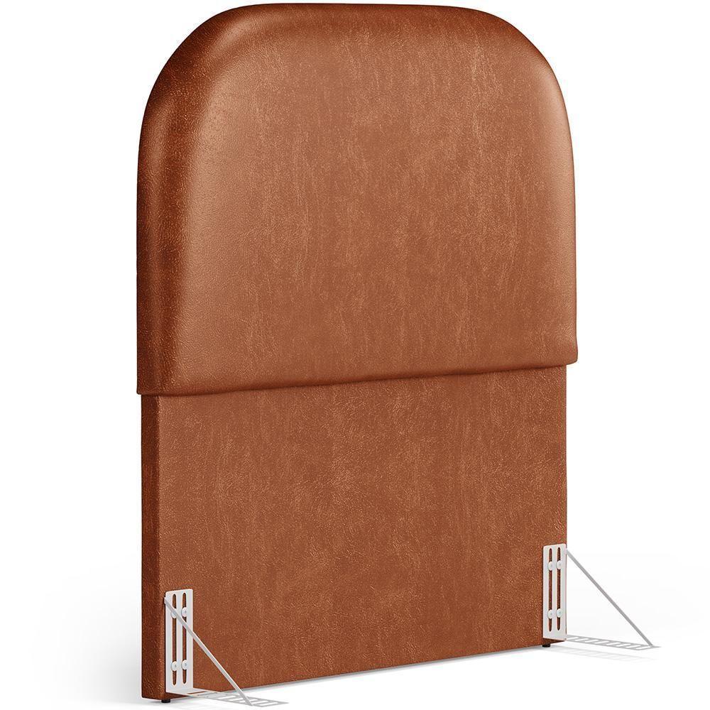 Cabeceira Cama Box 100cm Lanna Com Puff Recamier Doha W01 Couríssimo Camel - Lyam Decor - 9