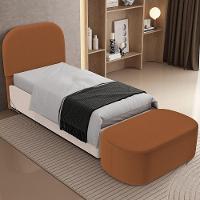 Cabeceira Cama Box 100cm Lanna Com Puff Recamier Doha W01 Bouclê Terracota - Lyam Decor - 2