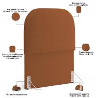 Cabeceira Cama Box 100cm Lanna Com Puff Recamier Doha W01 Bouclê Terracota - Lyam Decor - 3