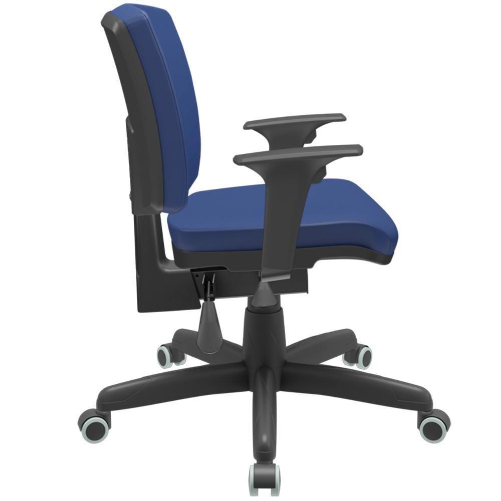 Kit 04 Cadeiras De Escritório Executiva Office Giratória Preto Baixa Flexi P03 Vinil Azul - Lyam - 7