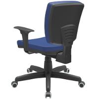 Kit 04 Cadeiras De Escritório Executiva Office Giratória Preto Baixa Flexi P03 Vinil Azul - Lyam - 8