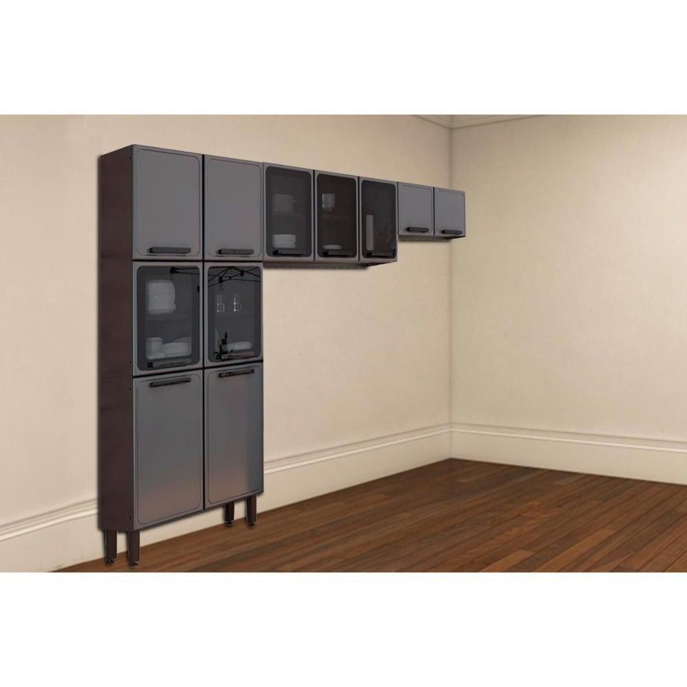 Cozinha Modulada Bertolini Estilo 3 Peças (2aéreos+1paneleiro) Cpt88 Cinza-grafite-bertolini - 1