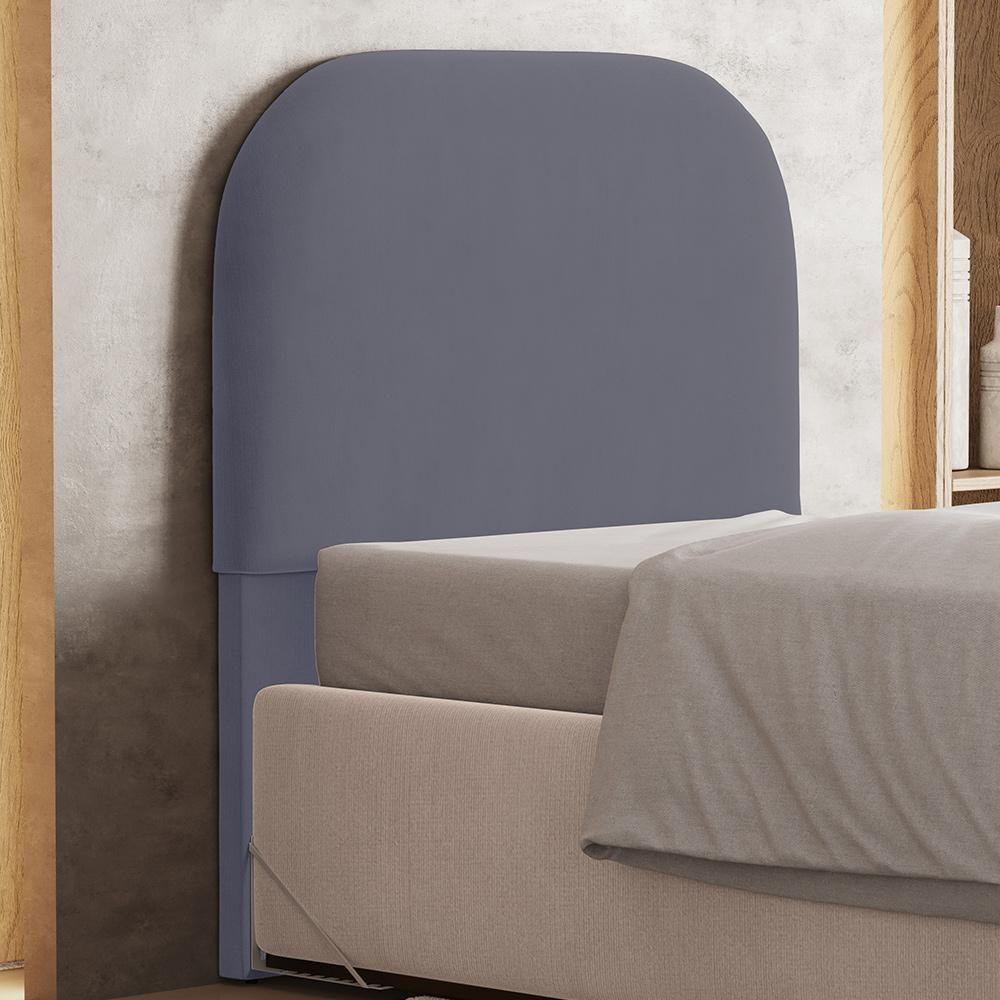 Cabeceira Cama Box 100cm Orgânica Lanna W01 Suede Cinza - Lyam Decor - 2