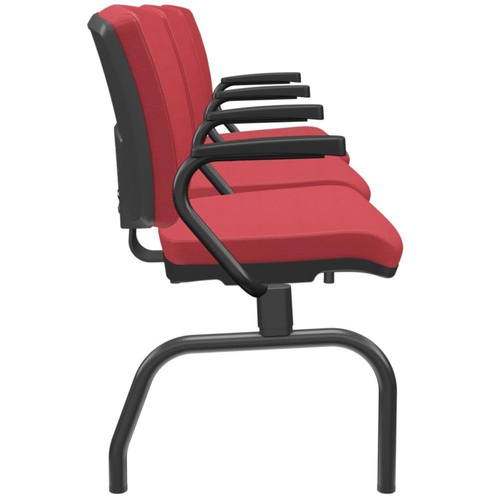 Cadeira Longarina 3 Lugares Aeroporto Recepção Preto Baixa Flexi P03 Vinil Vermelho - Lyam - 6