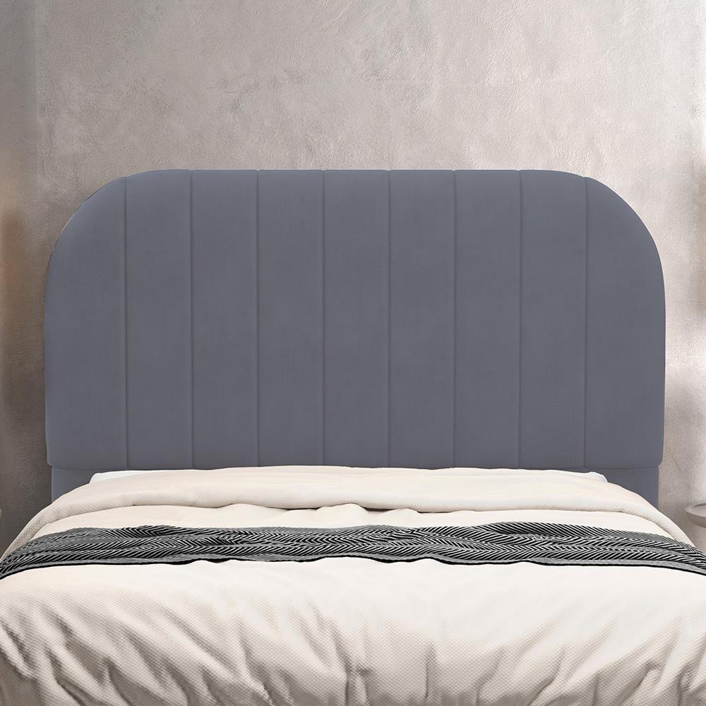 Cabeceira Cama Box Queen Estofada Orgânica 160cm Alice W01 Suede Cinza - Lyam Decor - 2