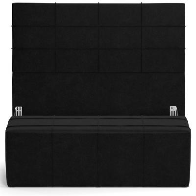 Kit Cabeceira Cama Box King 195cm Com Calçadeira Roma W01 Couríssimo Preto - Lyam