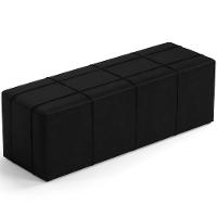 Kit Cabeceira Cama Box King 195cm Com Calçadeira Roma W01 Couríssimo Preto - Lyam