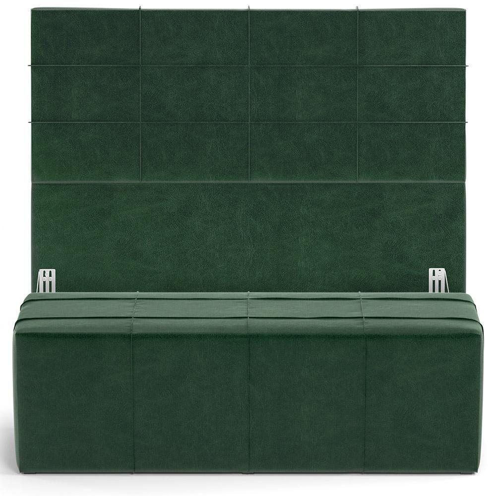 Kit Cabeceira Cama Box King 195cm Com Calçadeira Roma W01 Couríssimo Verde - Lyam - 1