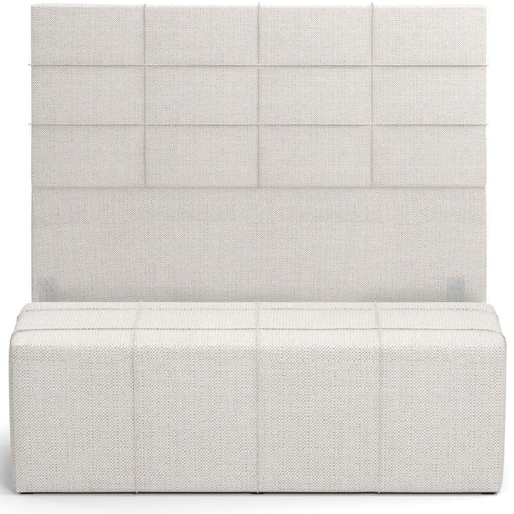 Kit Cabeceira Cama Box Casal 140cm Com Calçadeira Roma W01 Linho Champagne - Lyam - 1