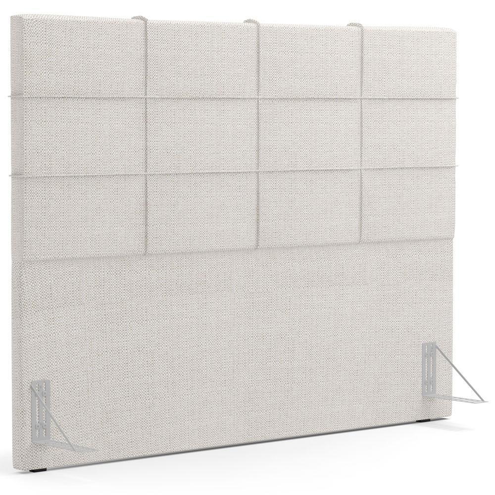 Kit Cabeceira Cama Box Casal 140cm Com Calçadeira Roma W01 Linho Champagne - Lyam - 3