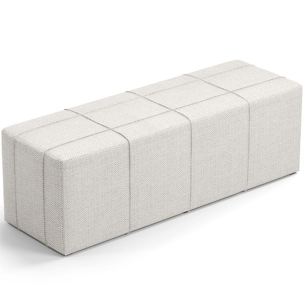 Kit Cabeceira Cama Box Casal 140cm Com Calçadeira Roma W01 Linho Champagne - Lyam - 4