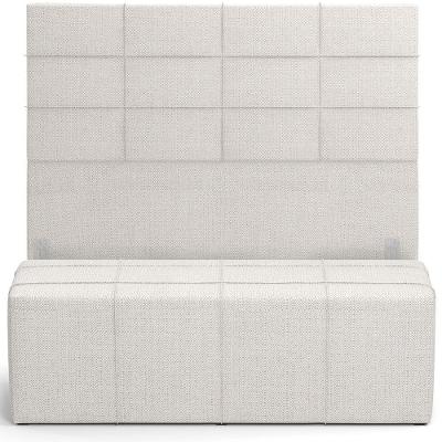 Kit Cabeceira Cama Box Casal 140cm Com Calçadeira Roma W01 Linho Champagne - Lyam