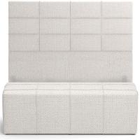 Kit Cabeceira Cama Box Casal 140cm Com Calçadeira Roma W01 Linho Champagne - Lyam - 1