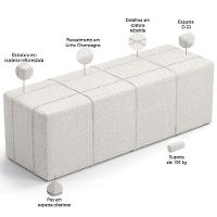 Kit Cabeceira Cama Box Casal 140cm Com Calçadeira Roma W01 Linho Champagne - Lyam - 6