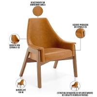 Kit 02 Poltronas Decorativa Para Sala De Estar Sakura L02 Couríssimo Canela - Lyam Decor