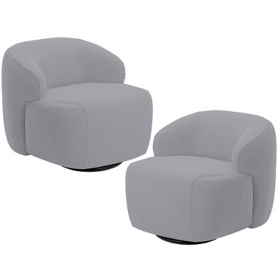 Kit 2 Poltronas Decorativa Giratória Barolo L06 Veludo Cinza Lyam Decor